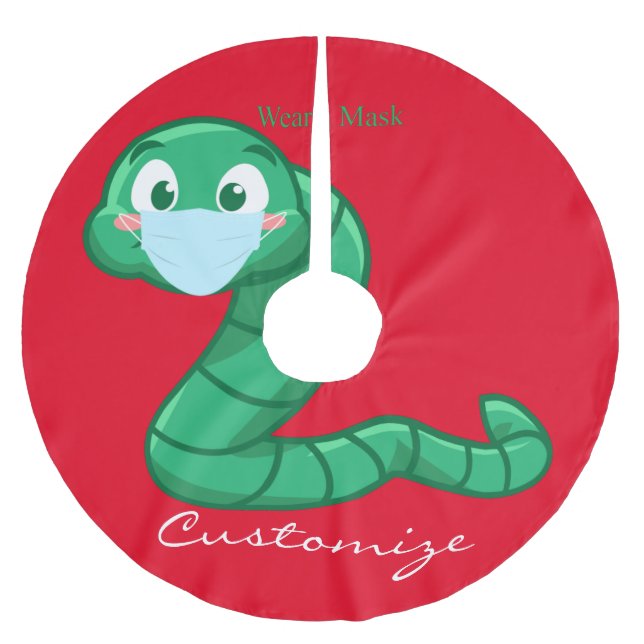 Grönt Kawaii Mask Thunder_Cove Julgransmatta Borstad Polyester (Framsidan)