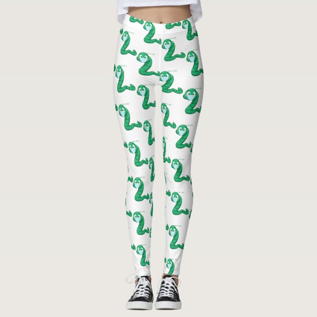 Grönt Kawaii Mask Thunder_Cove Leggings (Framsida)