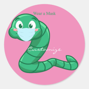 Grönt Kawaii Mask Thunder_Cove Runt Klistermärke