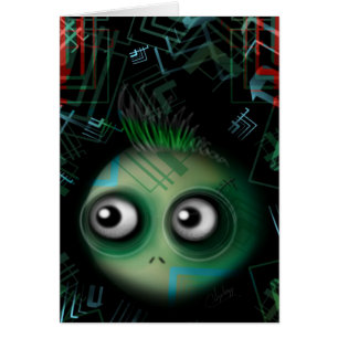 Grönt Kawaii Monster Hälsningskort