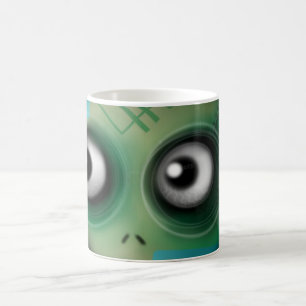 Grönt Kawaii Monster Kaffemugg