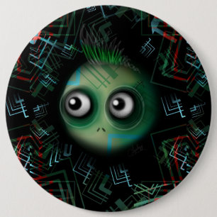 Grönt Kawaii Monster Knapp
