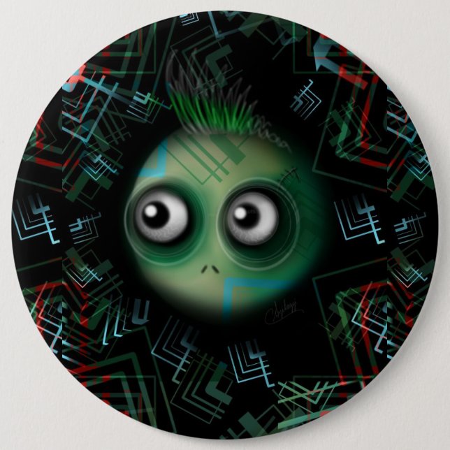Grönt Kawaii Monster Knapp (Framsida)