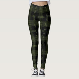 Grönt Kelp, svart, Hunter Grönt Färg Tartan Leggings