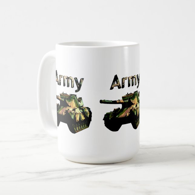 Grönt Khaki Army Tank, Kaffe Mugg (Framsida vänster)