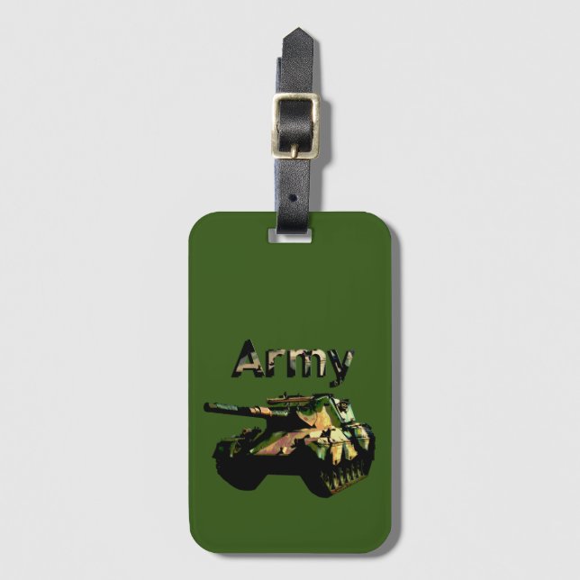 Grönt Khaki Army Tank, Luggage Tag Bagagebricka (Framsida vertikal)