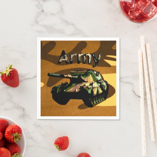 Grönt Khaki Army Tank, Pappra Napkins Pappersservett (Insitu)