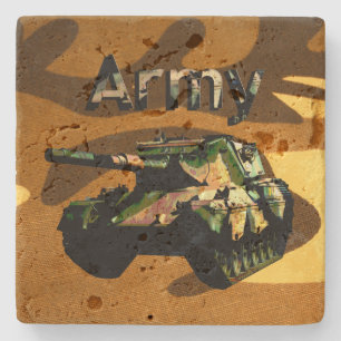 Grönt Khaki Army Tank, Stone Underlägg