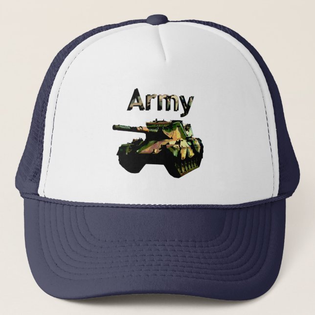 Grönt Khaki Army Tank, Truckers Hat Keps (Framsida)