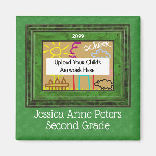 Grönt Kids School Year med Photo Magnet