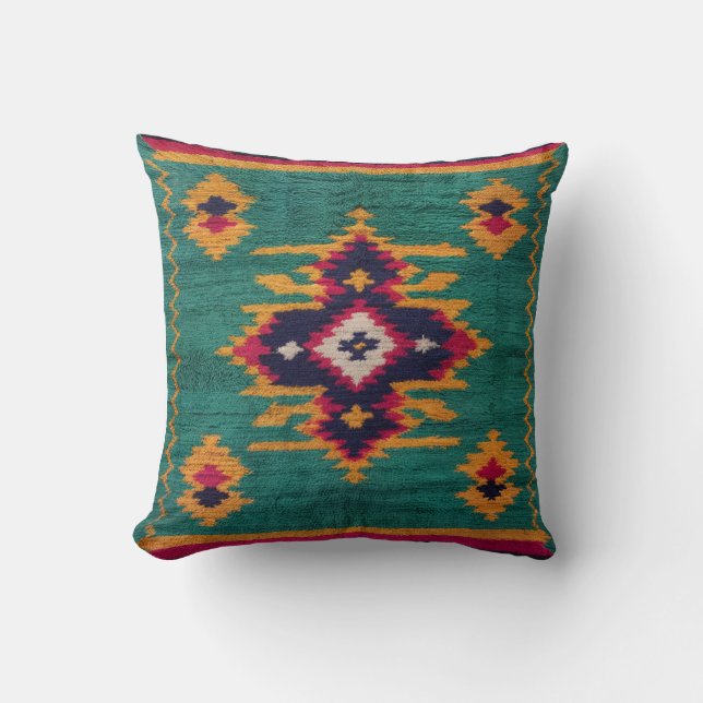 Grönt Kilim Dekorativ kudde: Artisan Craftsmanship Kudde (Framsida)