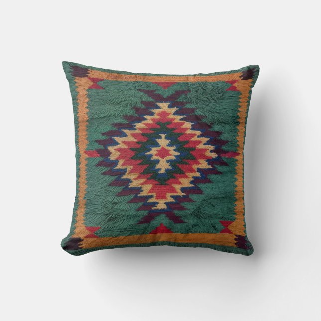 Grönt Kilim Lumbar Pillows: Perfekt for Comfort Kudde (Framsida)