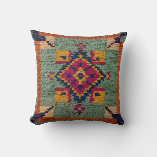 Grönt Kilim Matta Pillows: A Påstående of Elegance Kudde (Framsida)