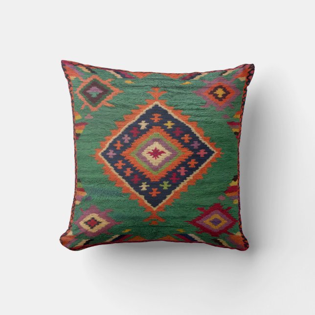 Grönt Kilim Pillows Canada: Hämta Global Stil Kudde (Framsida)