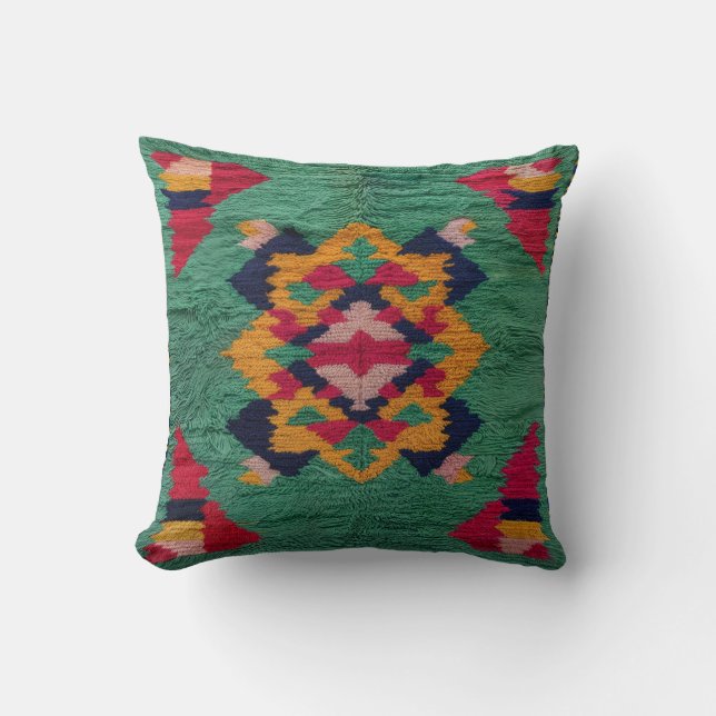 Grönt Kilim Pillows Canada: Traditional Craftsmans Kudde (Framsida)
