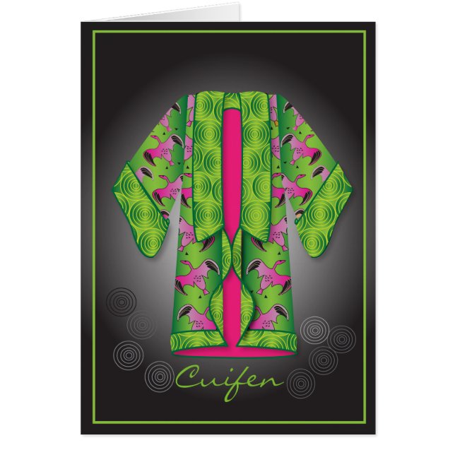 Grönt Kimono-kort Hälsningskort (Framsidan)
