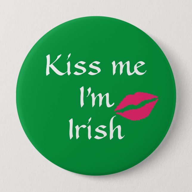 Grönt Kiss Me Jag är Irish Button Knapp (Framsida)