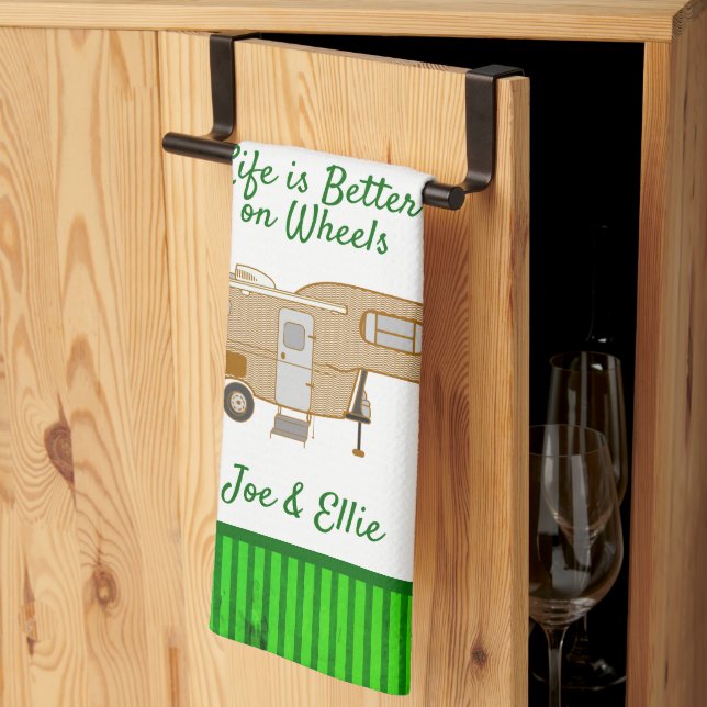 Grönt Kitchen Travel Trailer Towel Camping Say Kökshandduk (Thirds Fold)