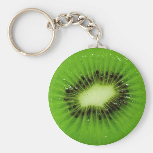 Grönt Kiwi Fruit Fresh Slice Nyckelring (Framsidan)