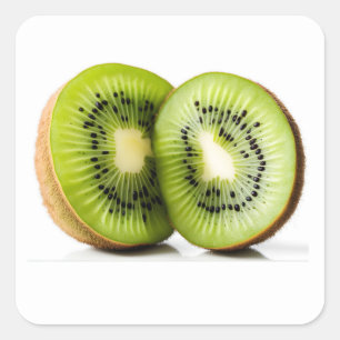 Grönt kiwi-frukt fyrkantigt klistermärke