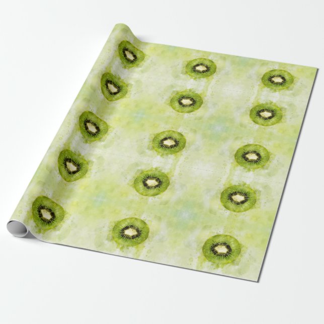 Grönt Kiwi-inslagspapper Presentpapper (Utrullad)