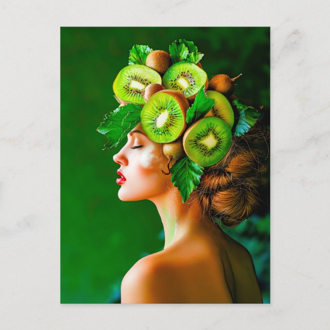 Grönt Kiwi Krona med färsk Stil Helg Vykort (Framsida)