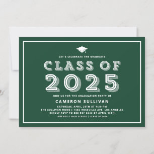 Grönt klass för 2025 Cap Retro Studenten Inbjudningar
