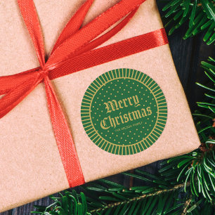 Grönt Klassiskt dekorativt geometriskt God jul Runt Klistermärke