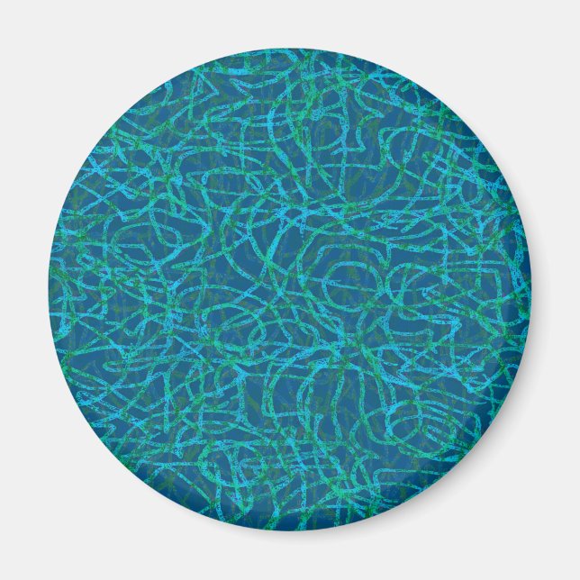 Grönt klottad linjer mönster magnet (Framsidan)