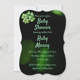 Grönt Klöver Baby Shower Inbjudningar