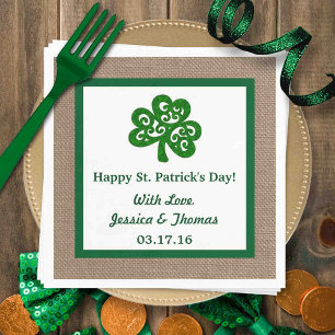 Grönt Klöver & Burlap St. Patrick's Day Pappersservett