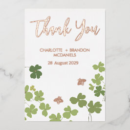 Grönt Klöver Lämnar. Bröllop Tack Guld