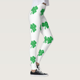 Grönt Klöver Löv Leggings