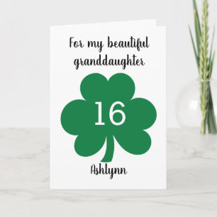 Grönt Klöver Löv St. Patrick's Day 16 Birthday Kort