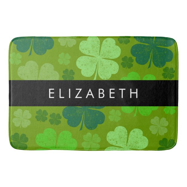 Grönt Klöver, Lucky Klöver, ditt namn Badrumsmatta (Framsidan)