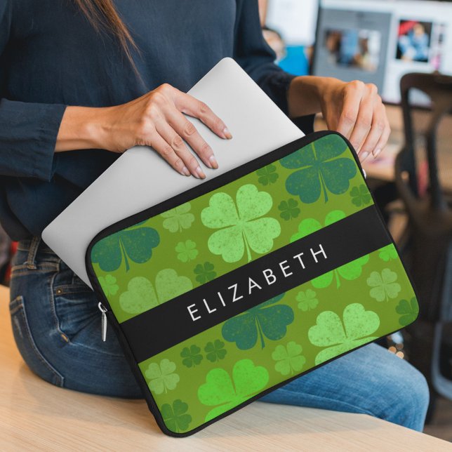 Grönt Klöver, Lucky Klöver, ditt namn Laptop Fodral (Skapare uppladdad)