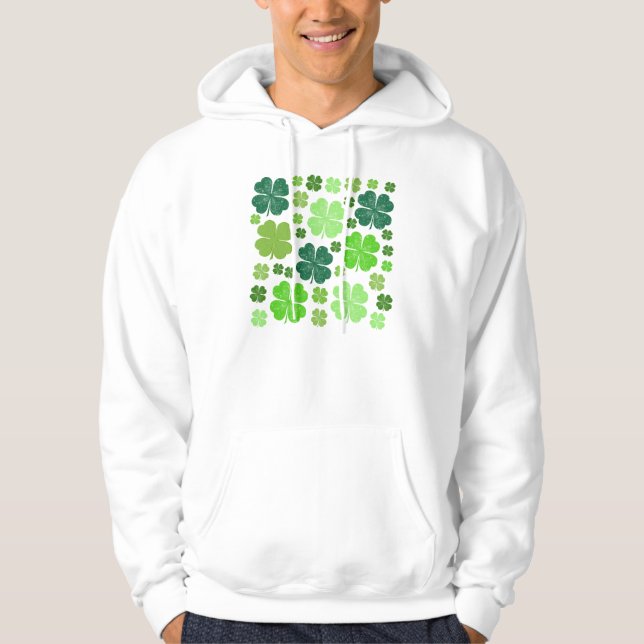 Grönt Klöver, Lucky Klöver, Saint patrick's day Hoodie (Framsida)