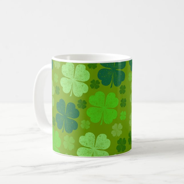 Grönt Klöver, Lucky Klöver, Saint patrick's day Kaffemugg (Framsida vänster)