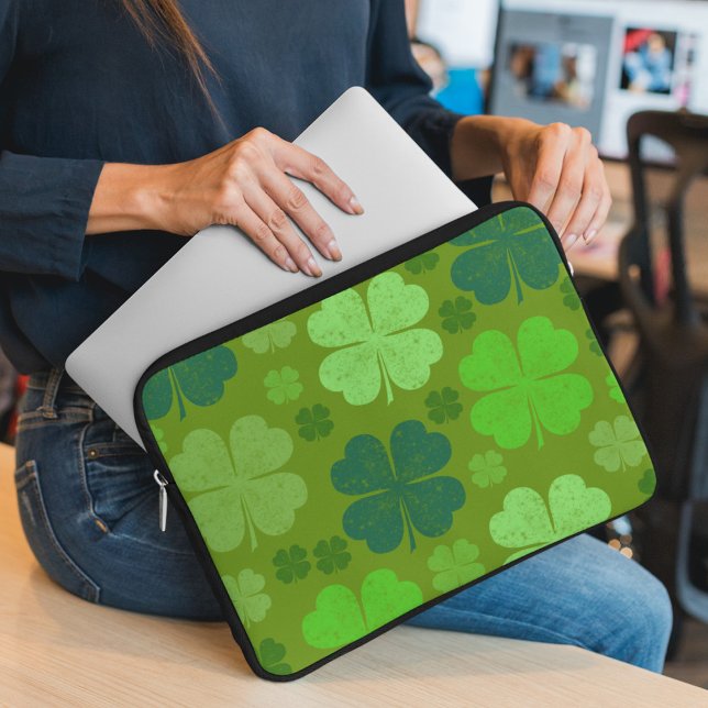 Grönt Klöver, Lucky Klöver, Saint patrick's day Laptop Fodral (Skapare uppladdad)