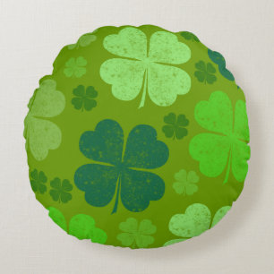 Grönt Klöver, Lucky Klöver, Saint patrick's day Rund Kudde