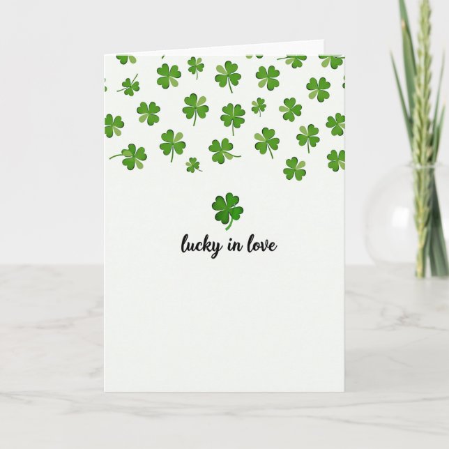 Grönt klöver Lucky Love-kort Kort (Framsida)