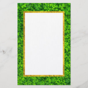 Grönt Klöver med FAUX Gold Foil Ram Brevpapper