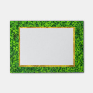Grönt Klöver med FAUX Gold Foil Ram Post-it Block