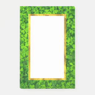 Grönt Klöver med FAUX Gold Foil Ram Post-it Block