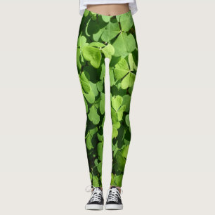 Grönt Klöver Mönster Legging