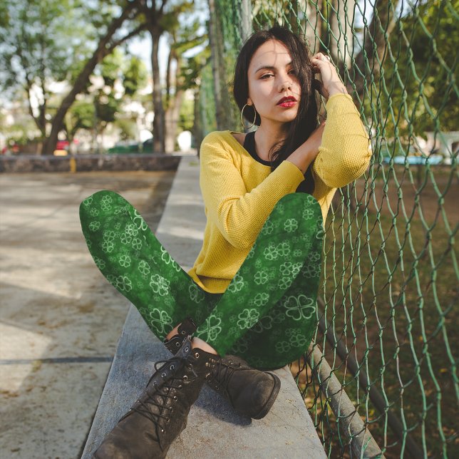 Grönt Klöver Mönster Leggings (Skapare uppladdad)