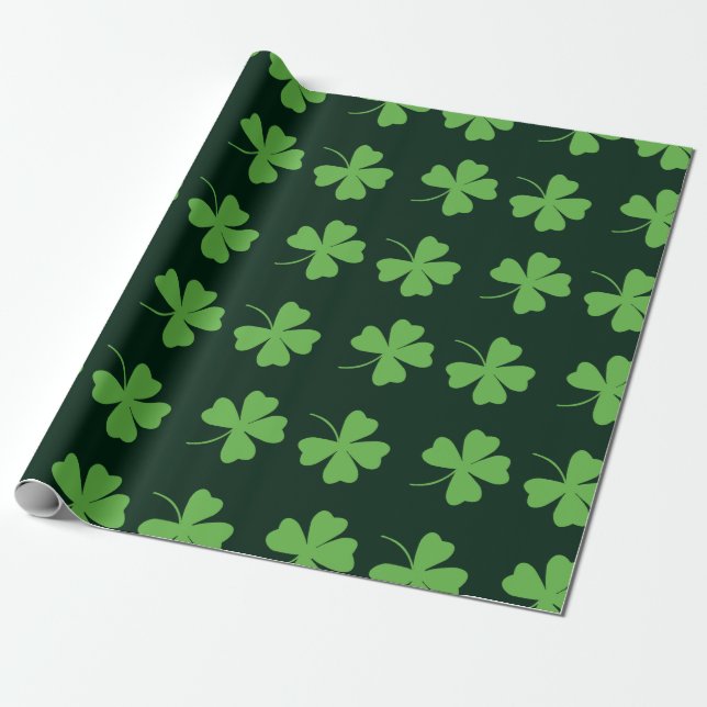 Grönt Klöver Mönster St patricks day Presentpapper (Utrullad)