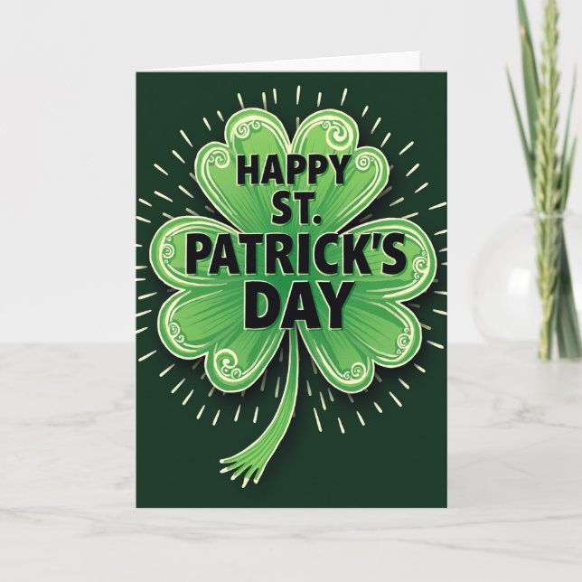 Grönt klöver-mönster St Patricks-kort Kort (Framsida)