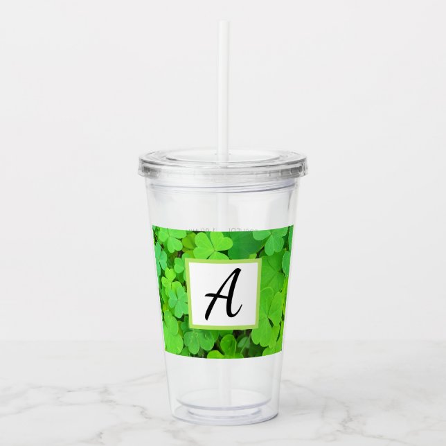 Grönt Klöver Photo Prosperity Bible Verse Initial Take Away Mugg (Framsida)