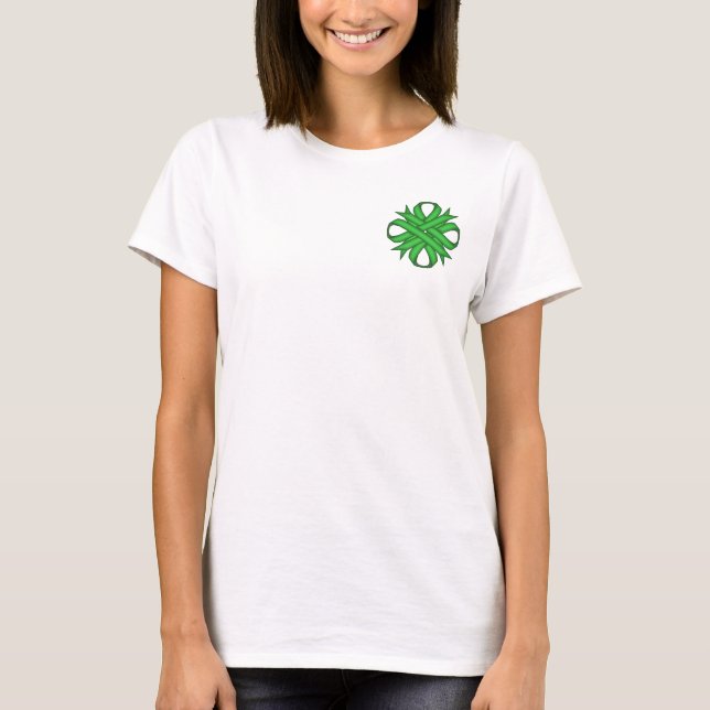 Grönt Klöver Ribbon av Kenneth Yoncich Tee Shirt (Framsida)
